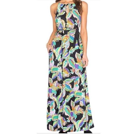 Trina Turk "Sea Garden" Halter Maxi Dress Size Medium - Picture 3 of 9